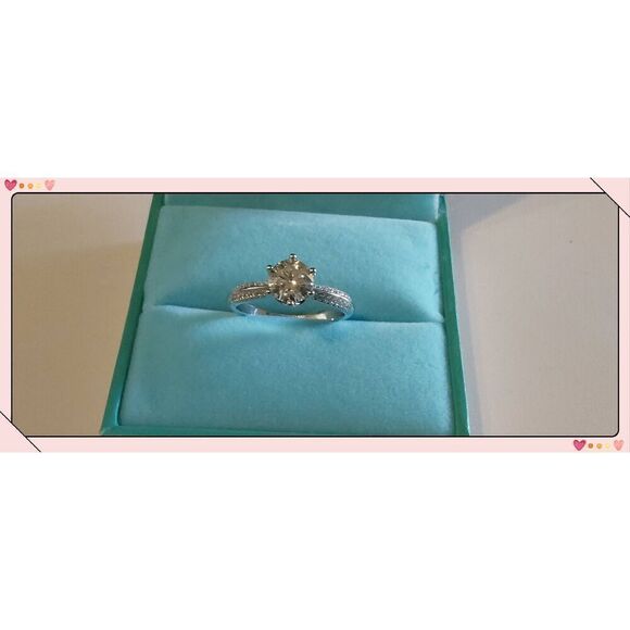 CERTIFIED Genuine Moissanite Diamond 1 Ct. Round/Pave Milgrain Engagement Ring 8 - Picture 1 of 6